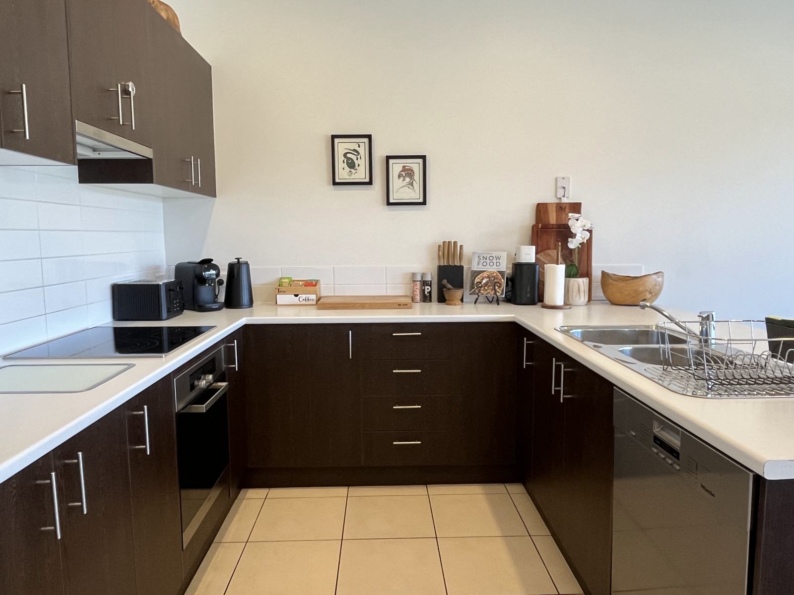 Full kitchen with oven and dishwasher